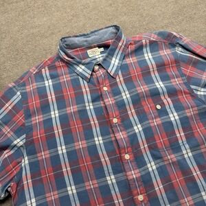 Faherty Red Blue Plaid Short‎ Sleeves Buttoned Casual Shirt Size XXL